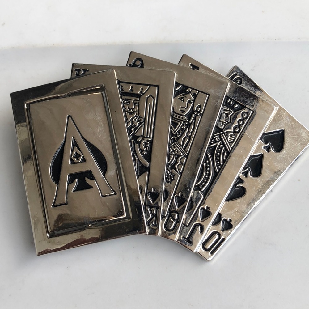 Royal Straight Flush Spinner Belt Buckle
